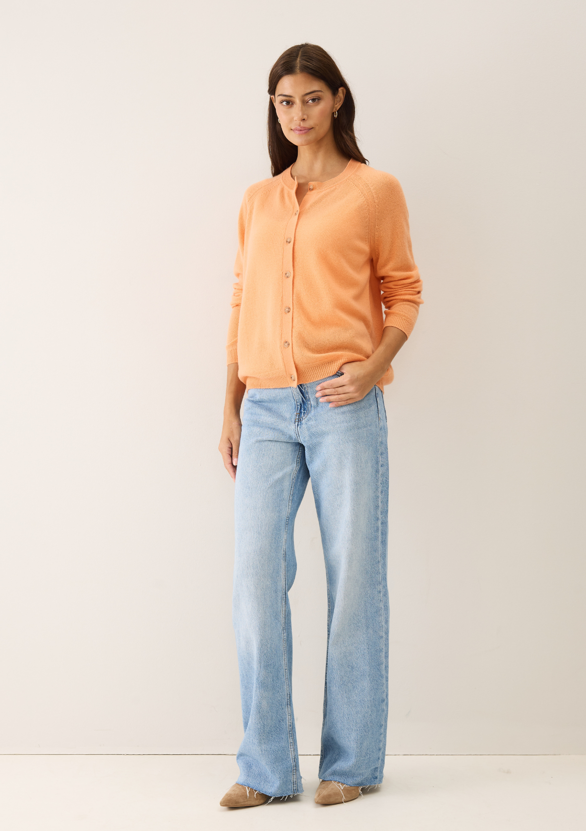 Featherweight Cardigan in Sunset Orange