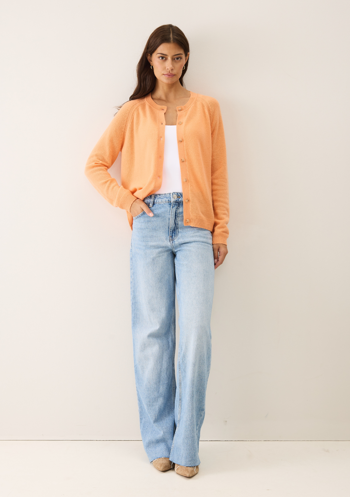 Featherweight Cardigan in Sunset Orange