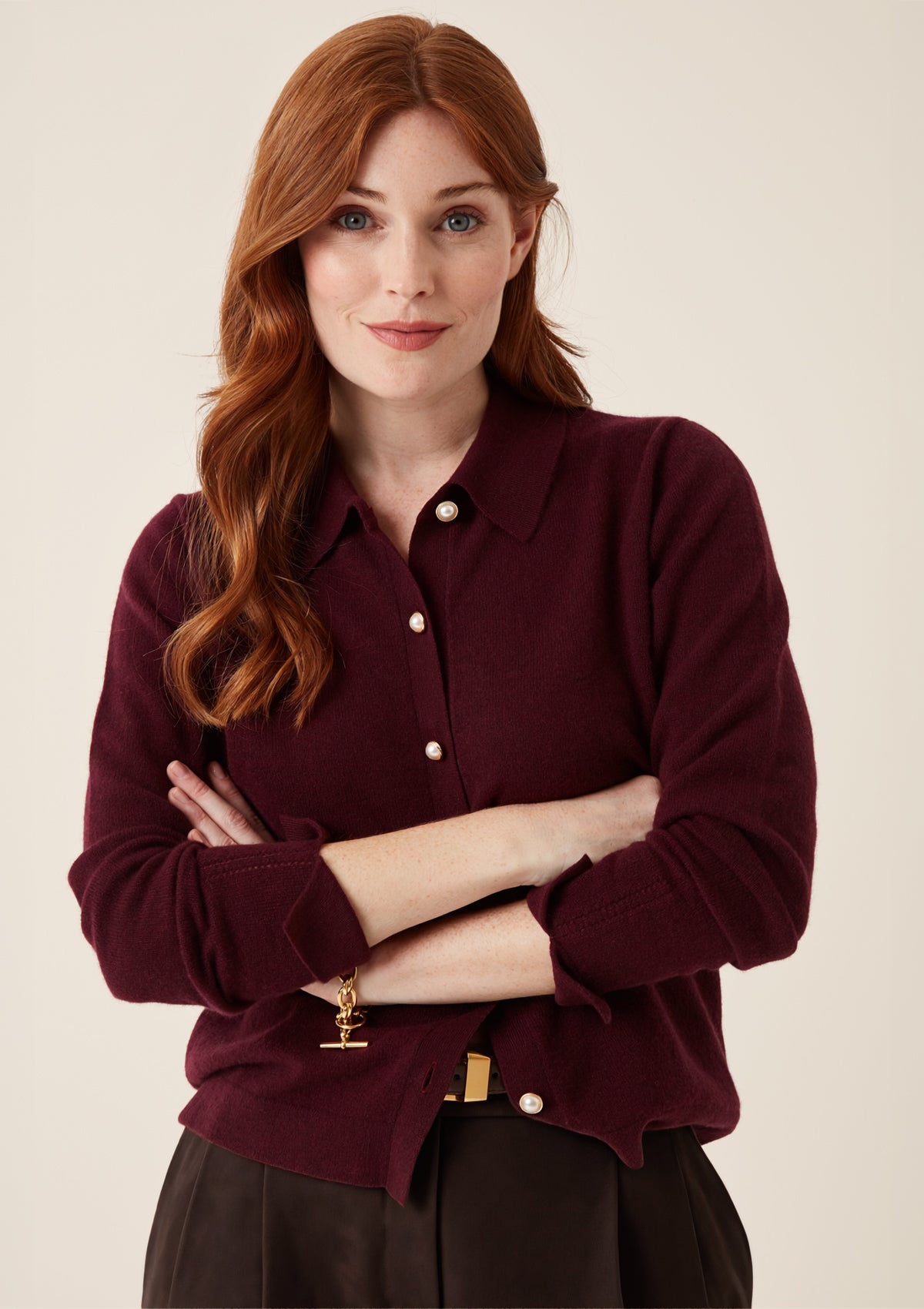 Knitted Shirt in Bordeaux Burgundy
