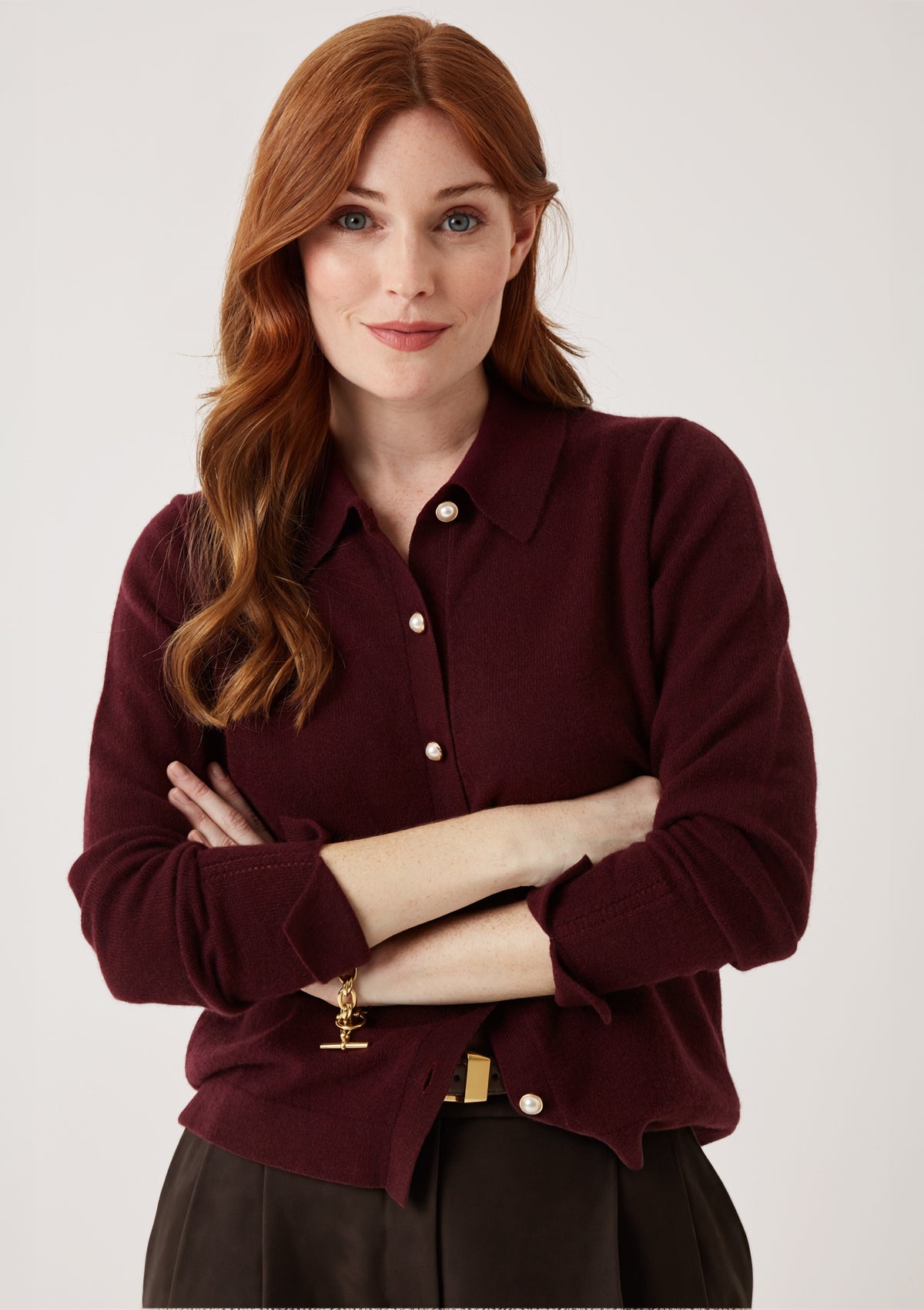 Knitted Shirt in Bordeaux Burgundy