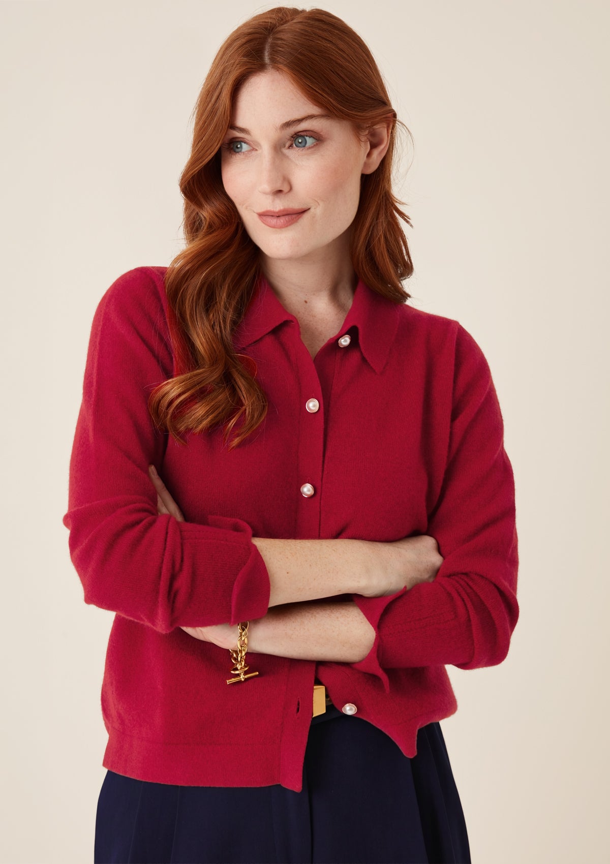 Knitted Shirt in Garnet Red