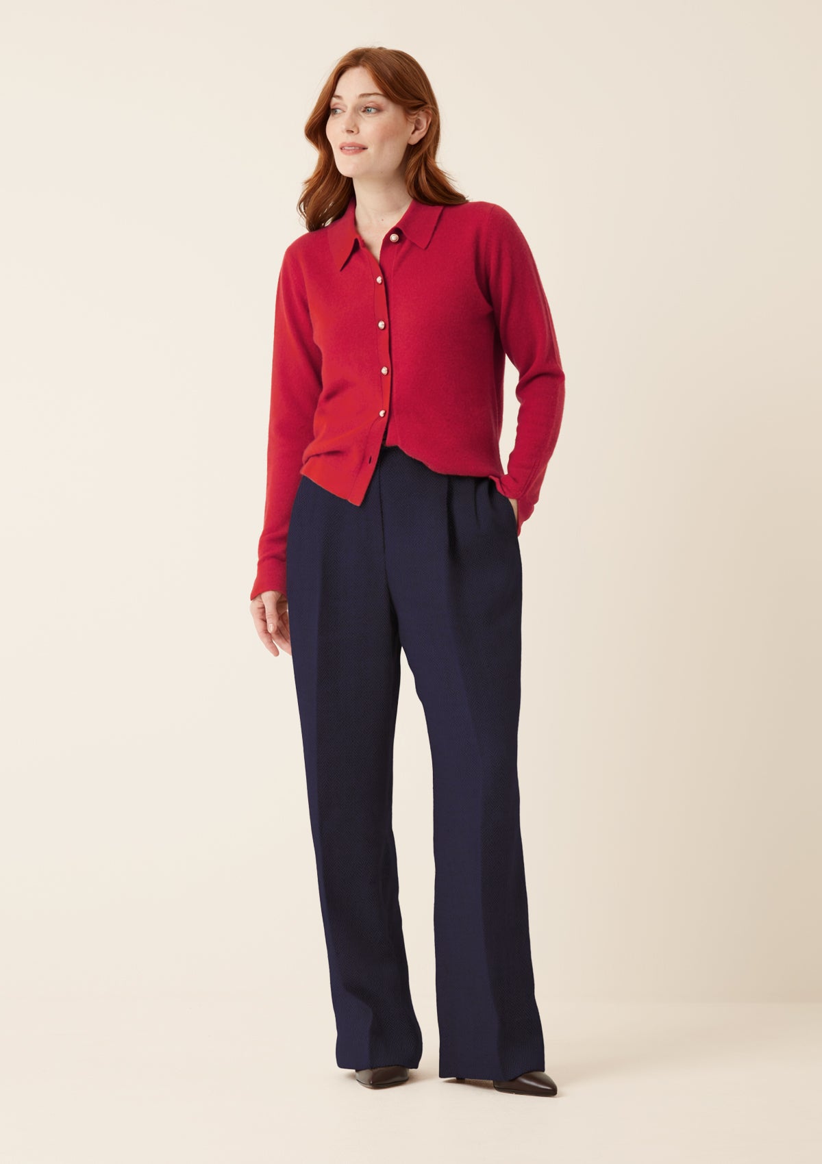 Knitted Shirt in Garnet Red