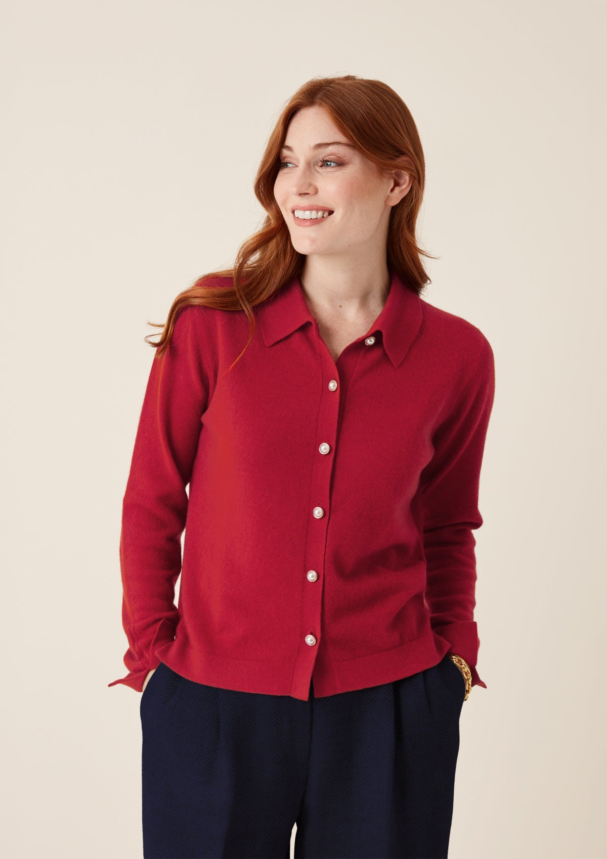 Knitted Shirt in Garnet Red