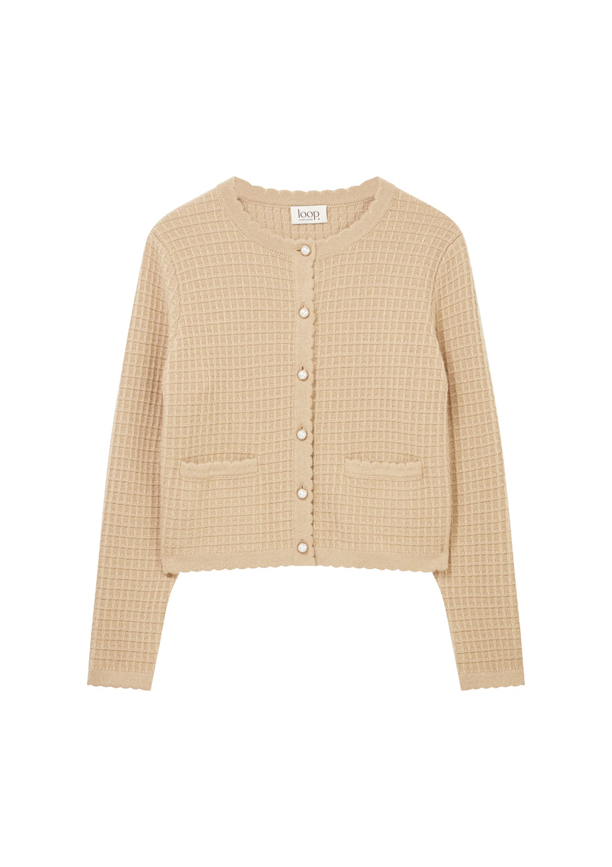 Crew Neck Cardigan in Honey/Gold