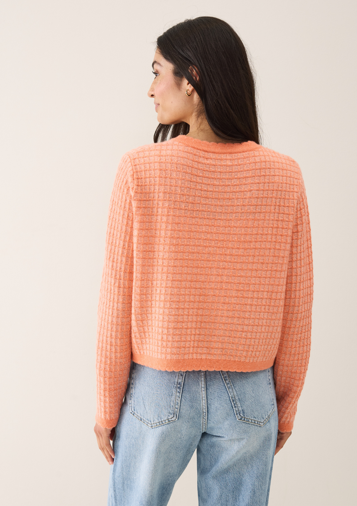 Crew Neck Cardigan in Devoted Peach
