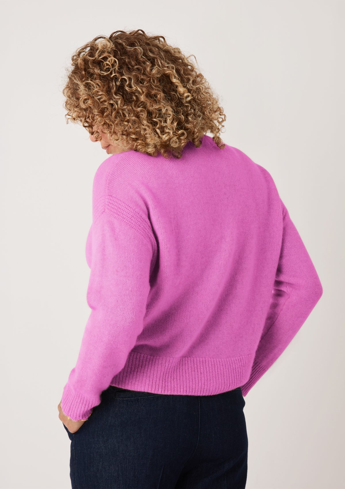 Shell Edge Cardigan in Tyrian Pink