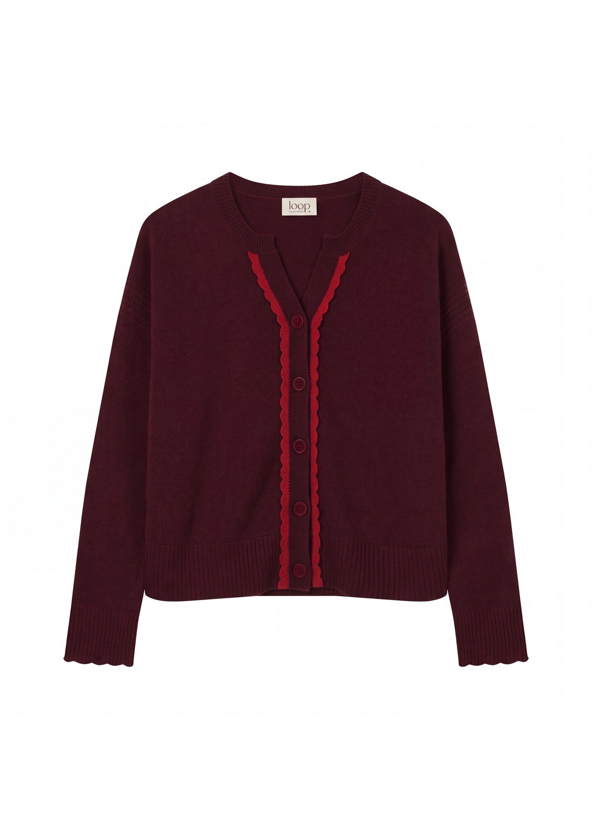 Shell Edge Cardigan in Bordeaux Burgundy