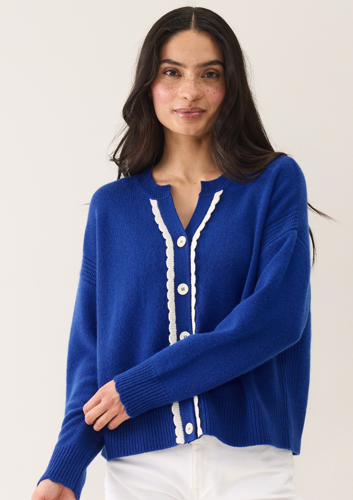 Shell Edge Cardigan in Lapis Blue