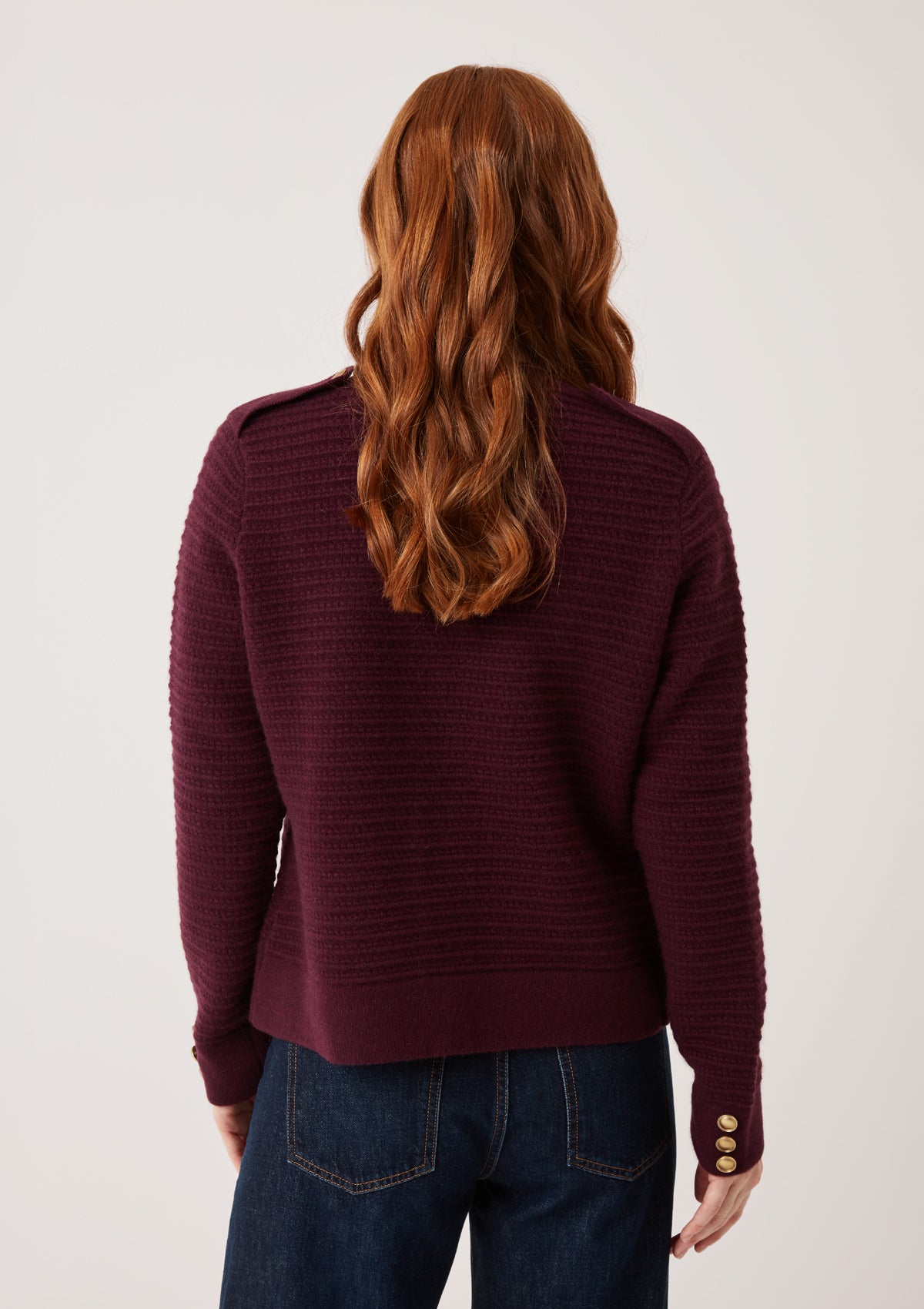 Cashmere Military Jacket in Bordeaux Burgundy