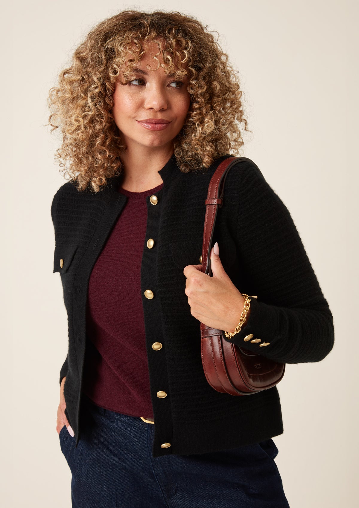 Cashmere Military Jacket in Black
