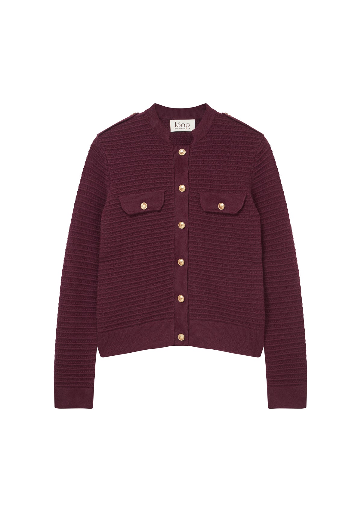 Cashmere Military Jacket in Bordeaux Burgundy
