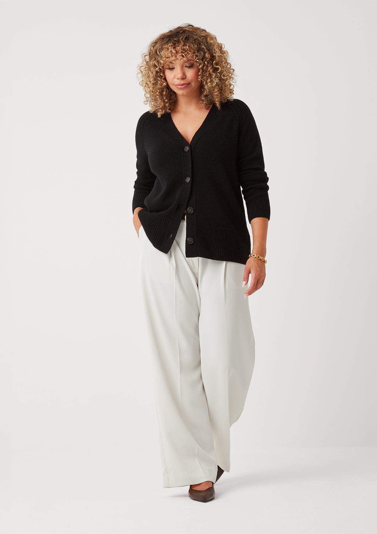 The Luxe Boyfriend Cardigan in Black