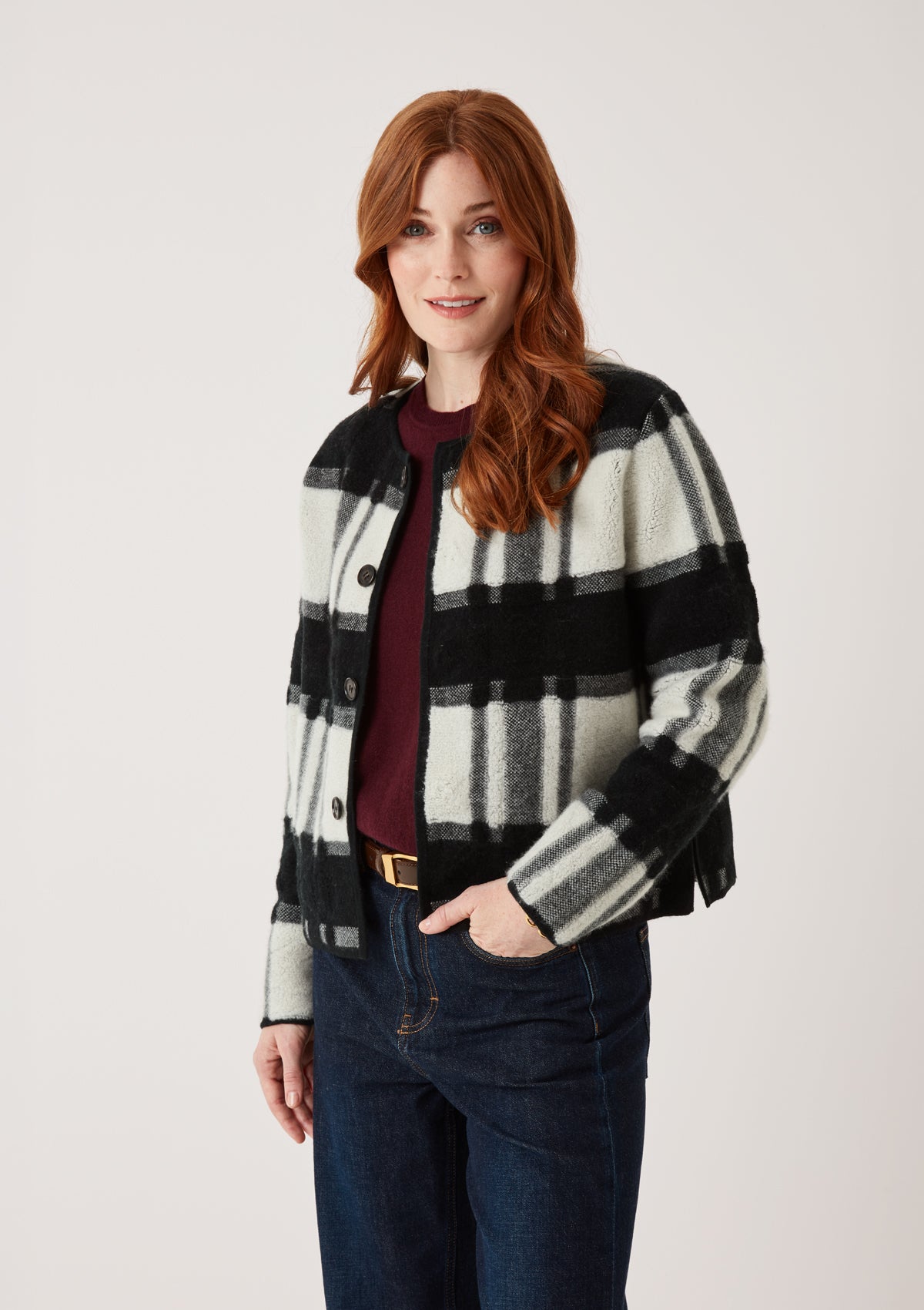 Reversible Check Jacket in Black