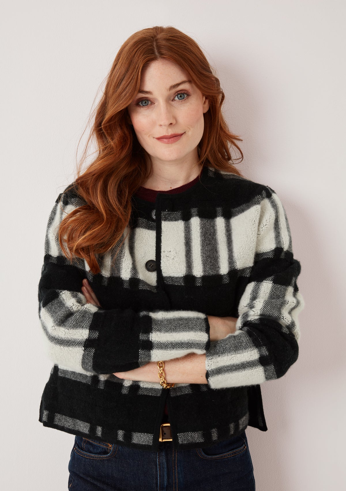 Reversible Check Jacket in Black