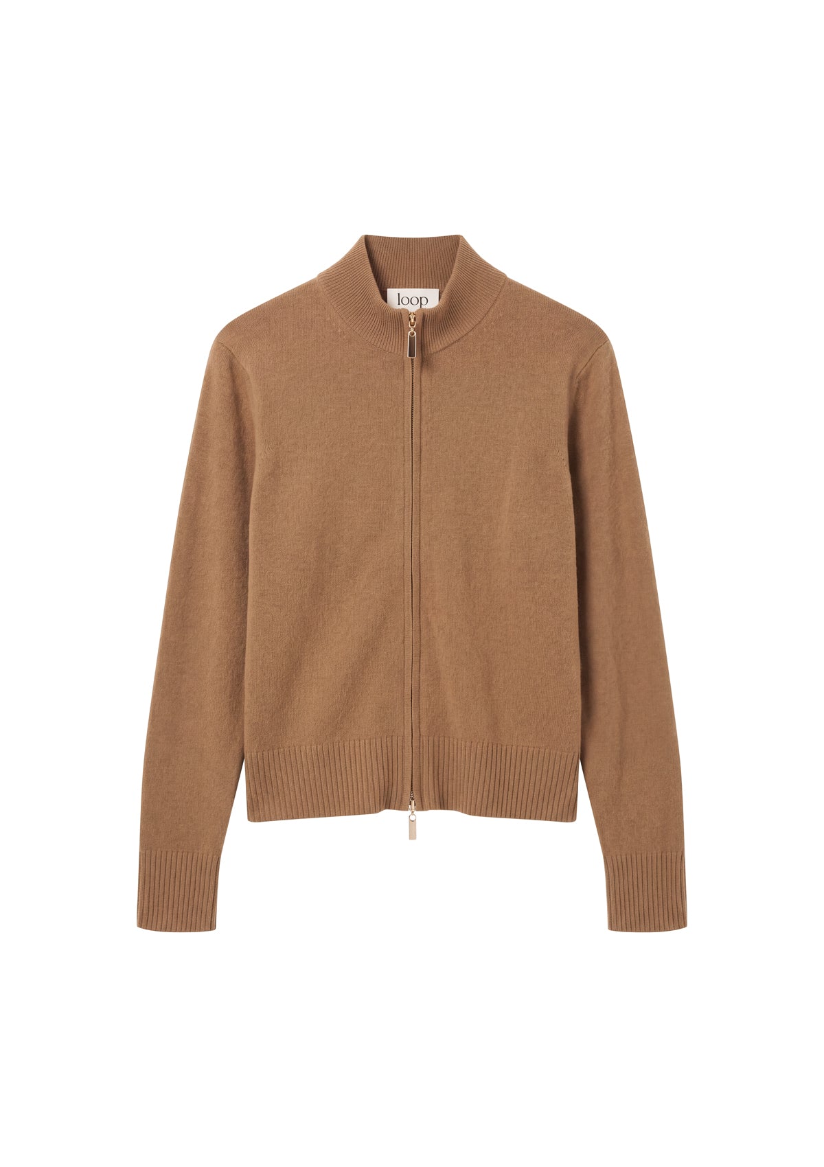 Zip Front Cardigan in Harvest Brown
