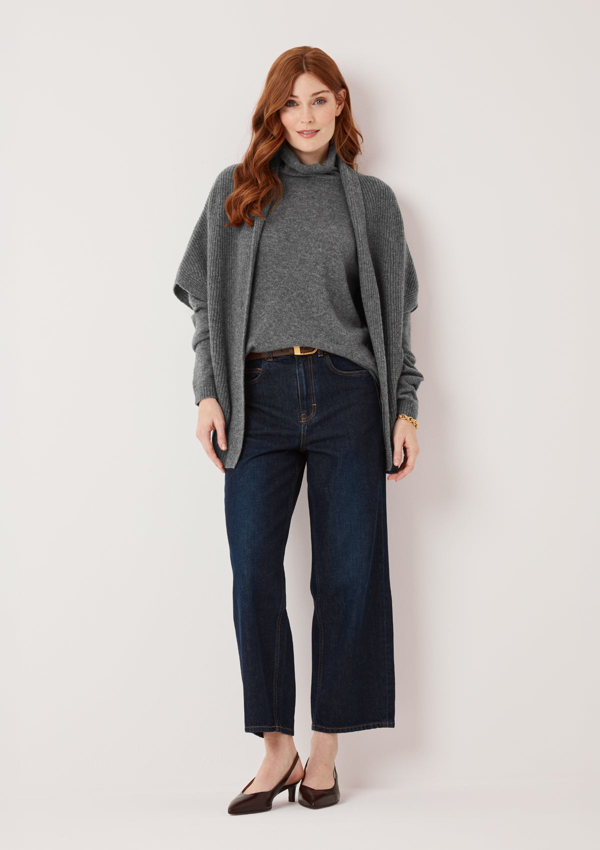 Half Cardigan Sleeveless Cardigan in Pewter Grey