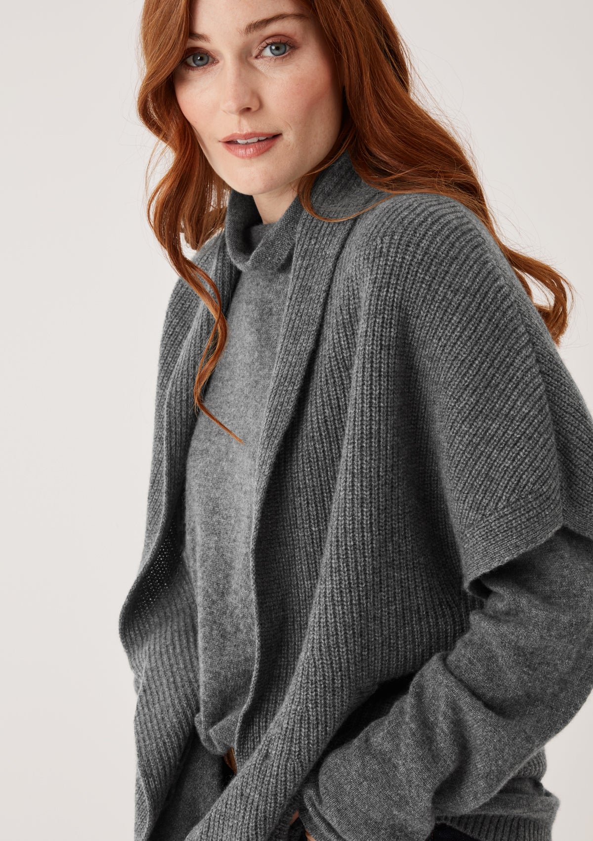 Half Cardigan Sleeveless Cardigan in Pewter Grey