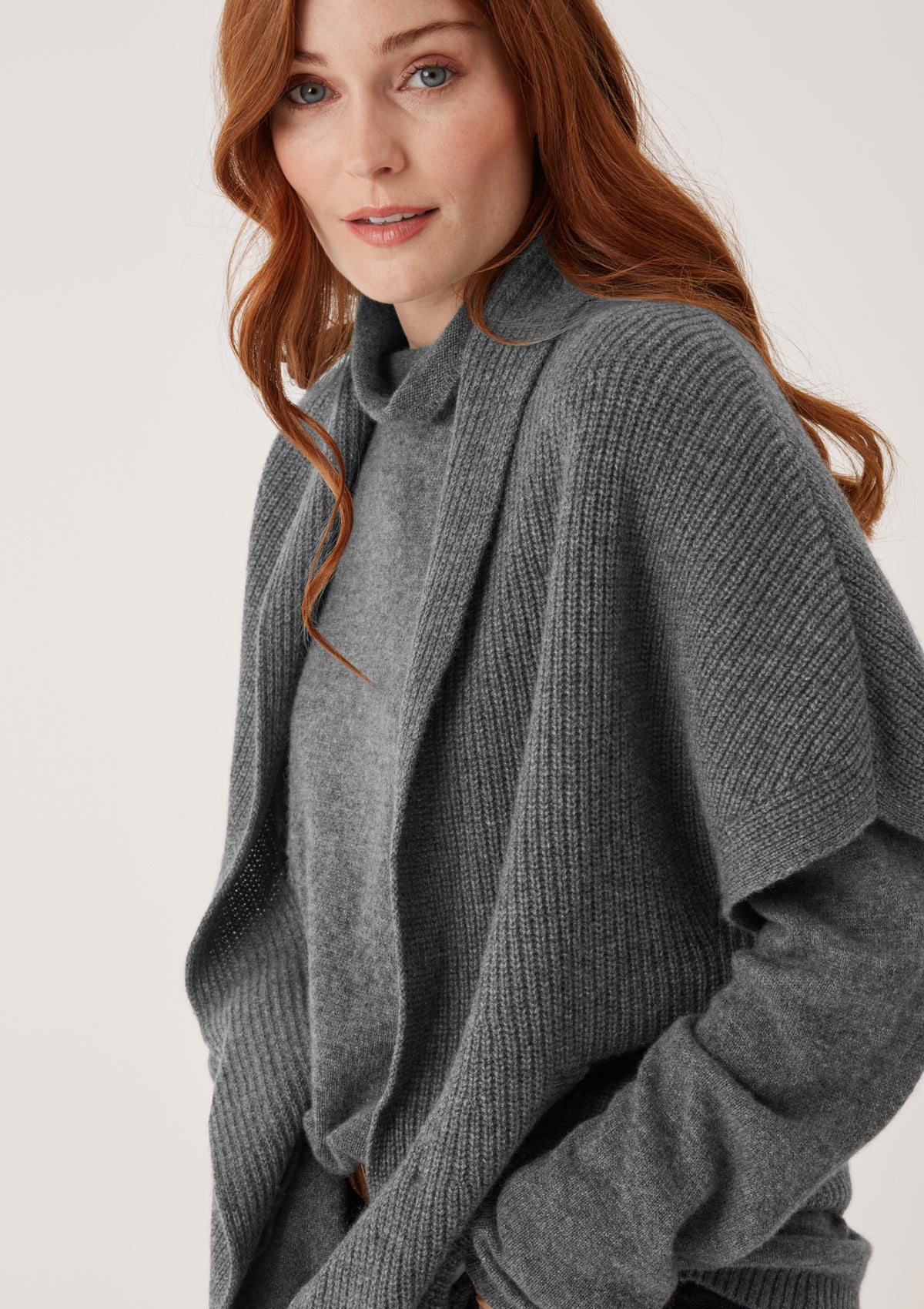 Half Cardigan Sleeveless Cardigan in Pewter Grey