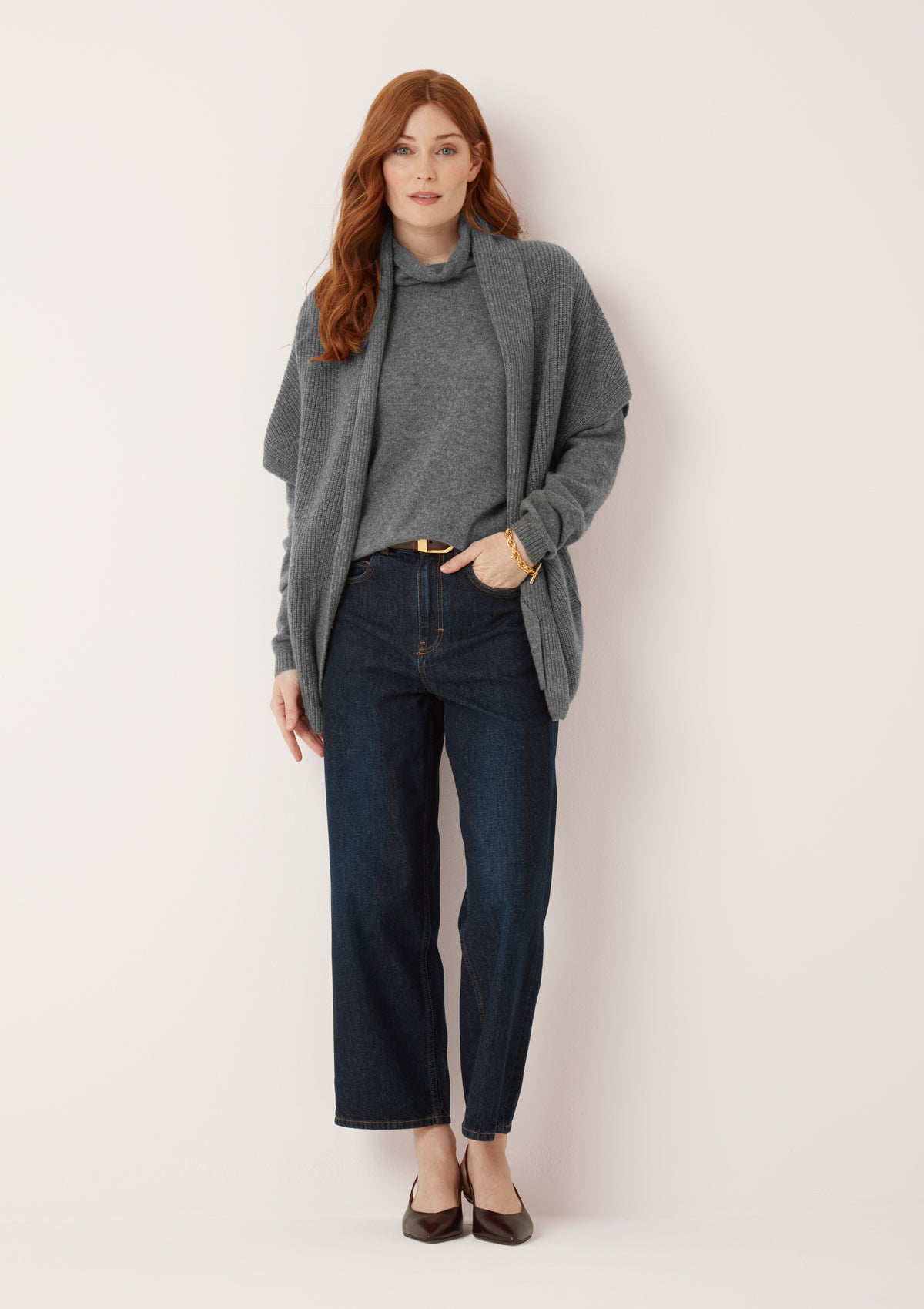 Half Cardigan Sleeveless Cardigan in Pewter Grey