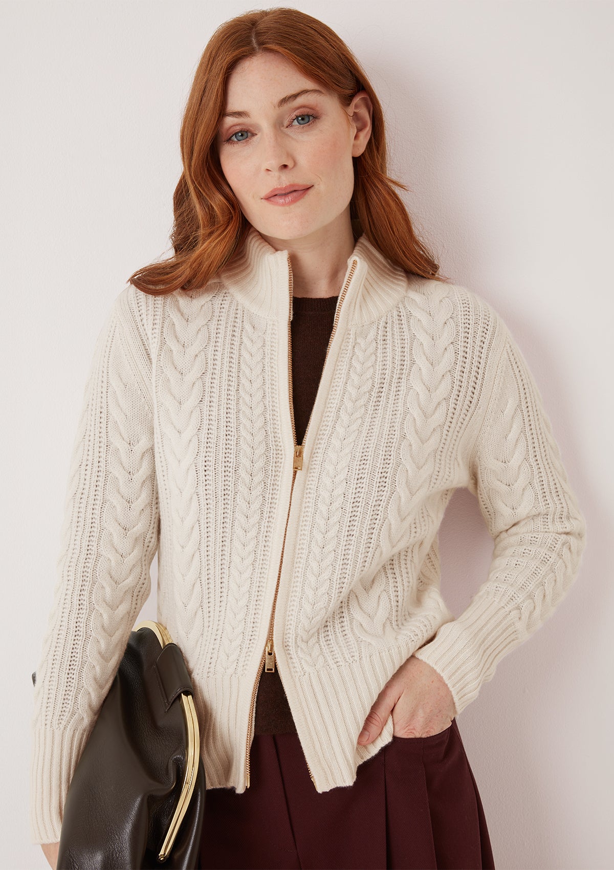 Zip Through Cardigan in Feather