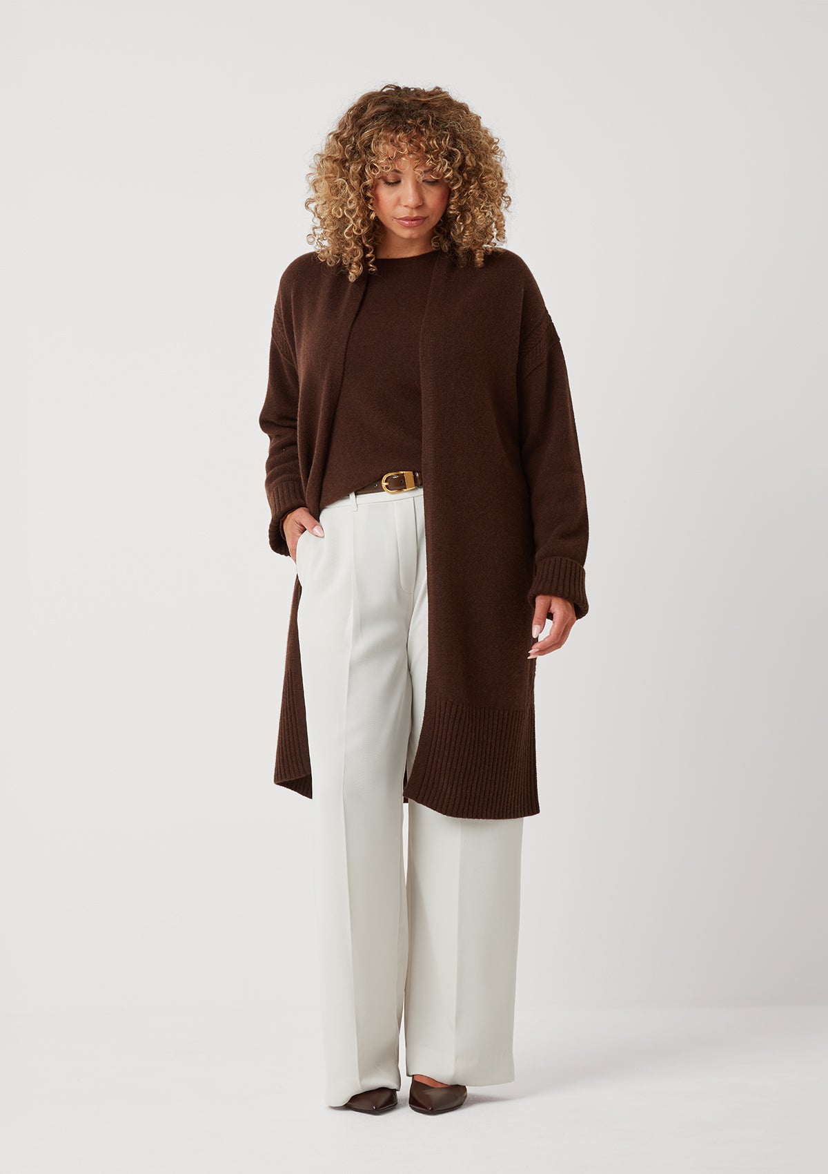 The Luxe Longline Coatigan in Americano Brown