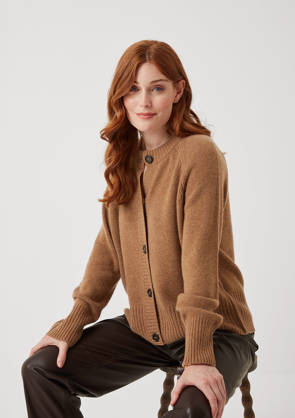 The Luxe Crew Cardigan in Harvest Brown