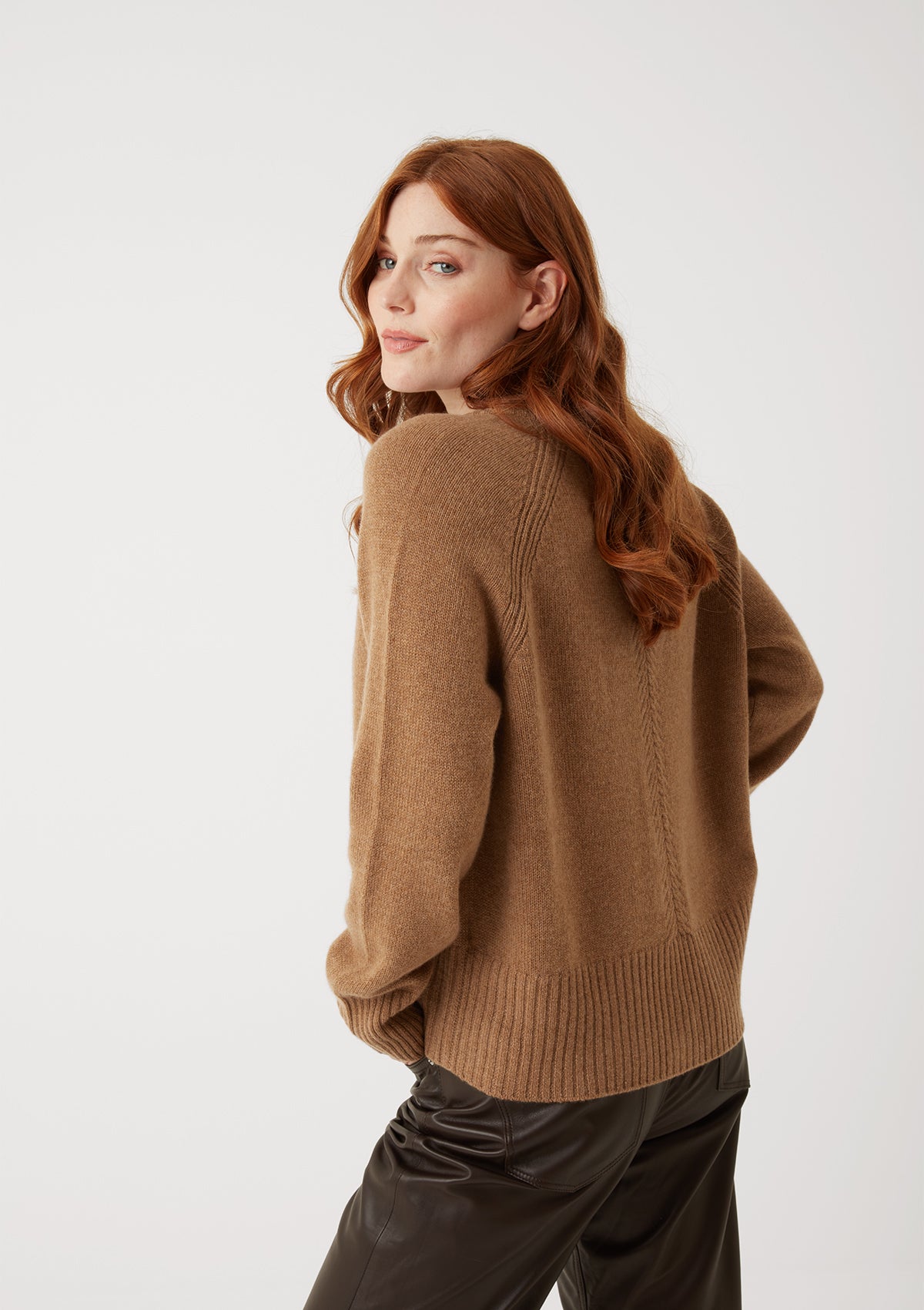 The Luxe Crew Cardigan in Harvest Brown