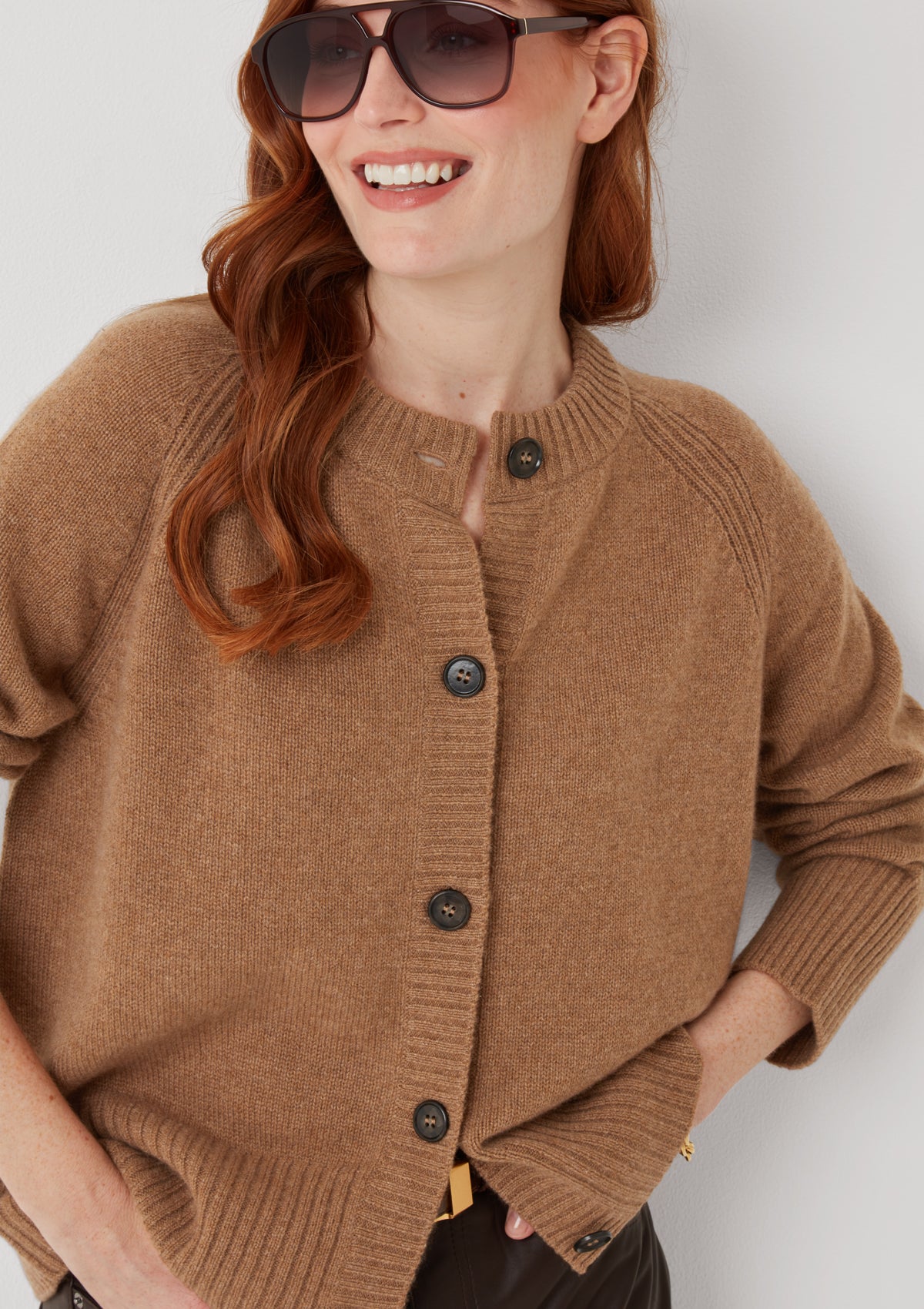 The Luxe Crew Cardigan in Harvest Brown