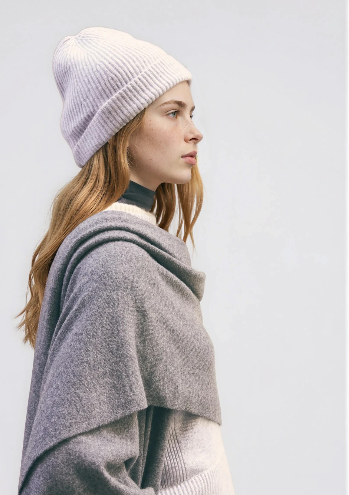 Oversized Cashmere Cape in Pewter Grey