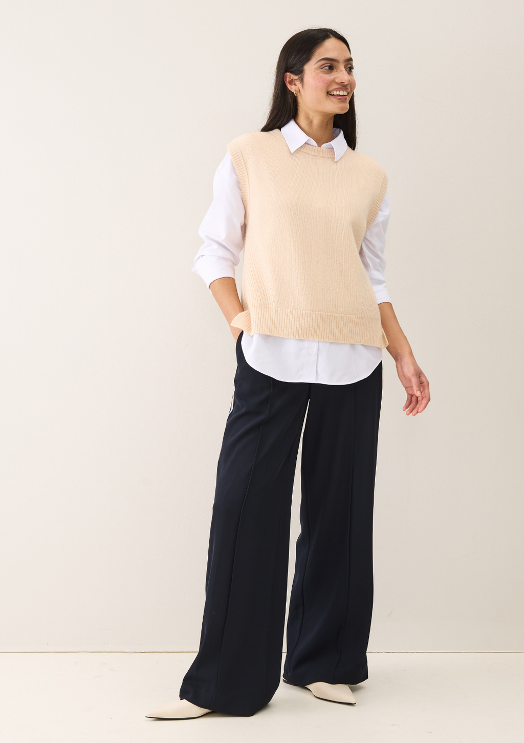 Ribbed Detail Lofty Tank Crème