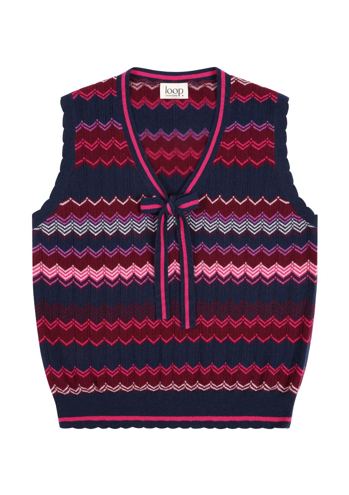 Chevron Stitch Tank in Pink & Navy Mix
