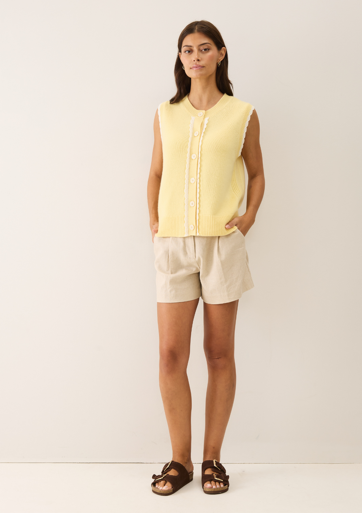 Shell Front Waistcoat in Glow Yellow