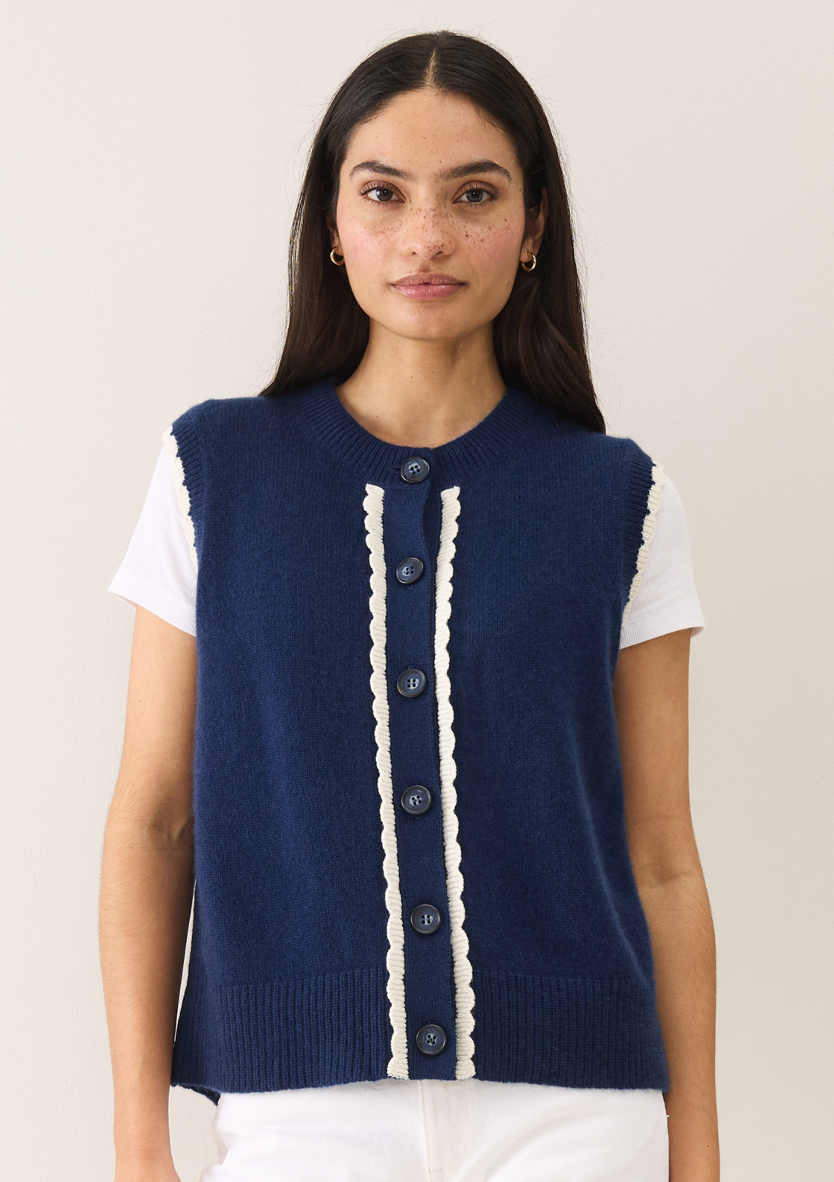 Shell Front Waistcoat in Midnight Blue