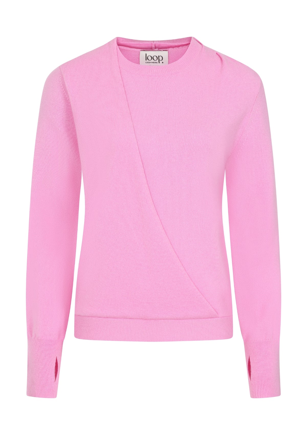 Ruched Cashmere Sweatshirt in Peony Pink