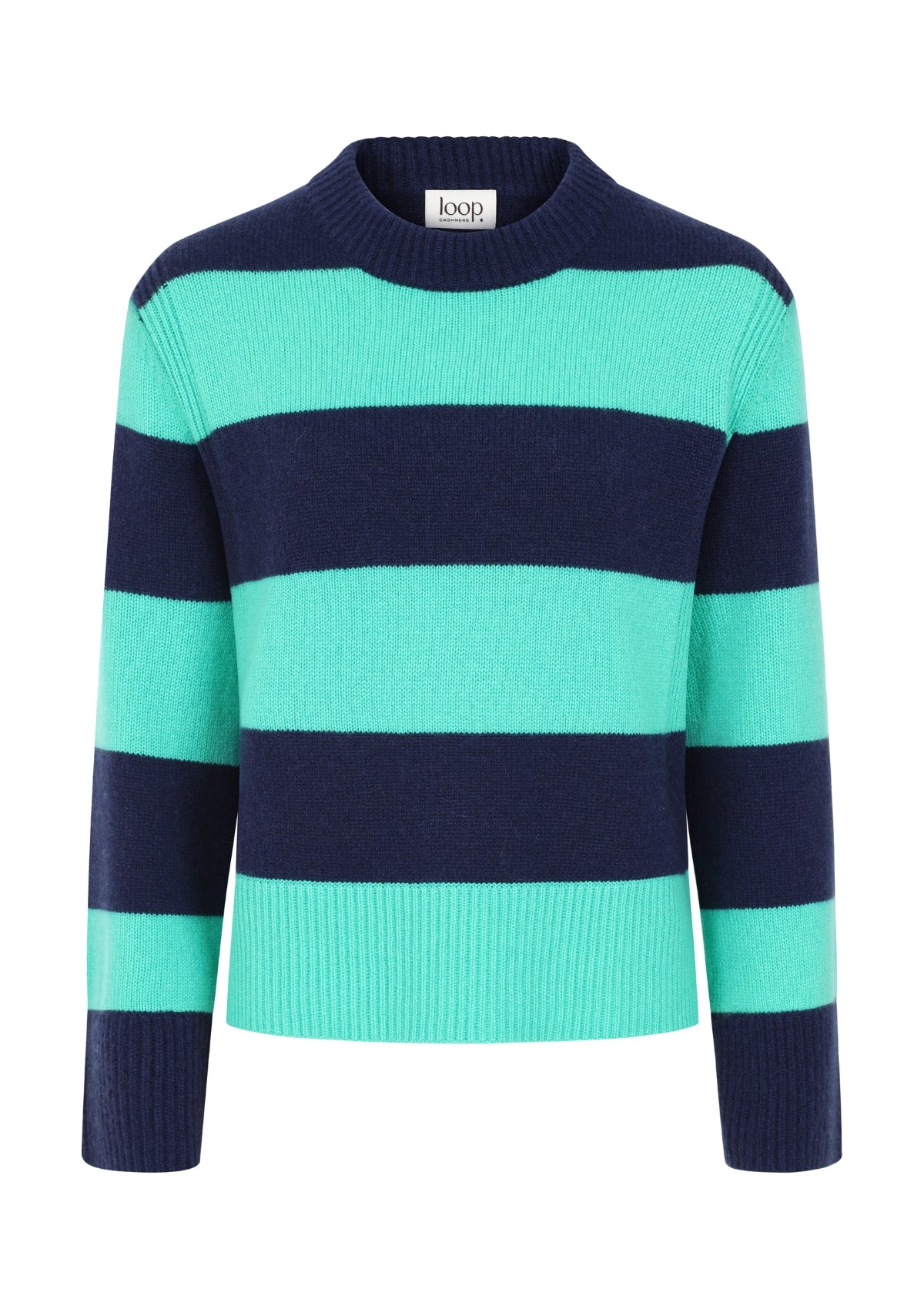 Cropped Cashmere Sweatshirt in Blue Stripe