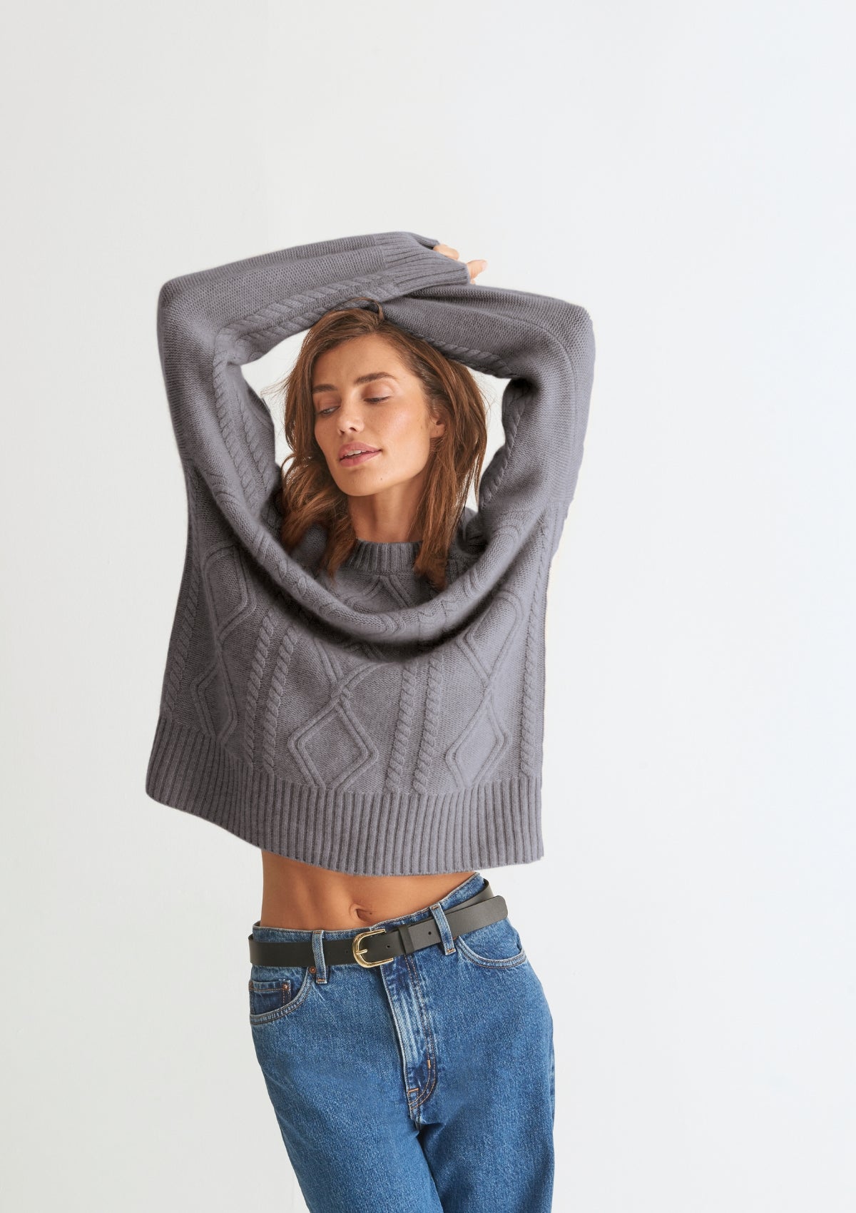 Grey Pewter Cable Sweater