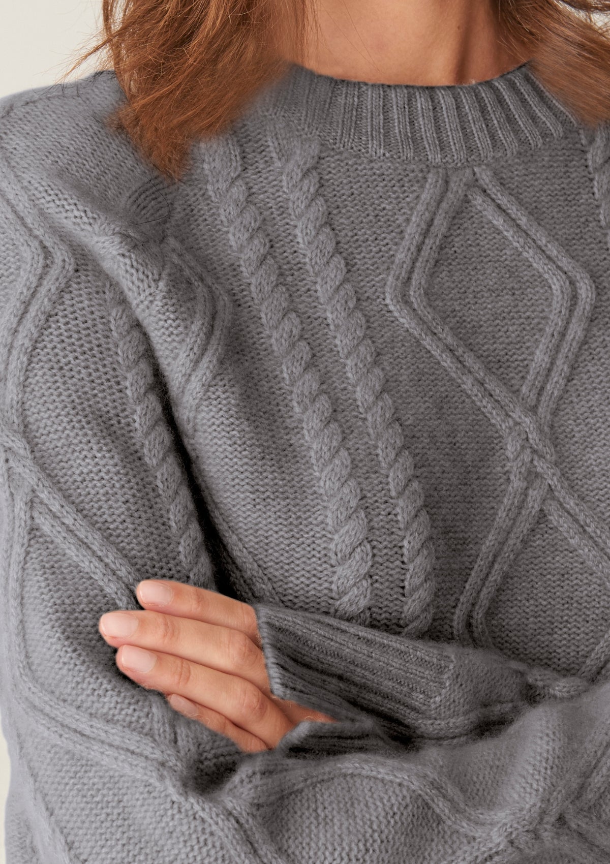 Grey Pewter Cable Sweater