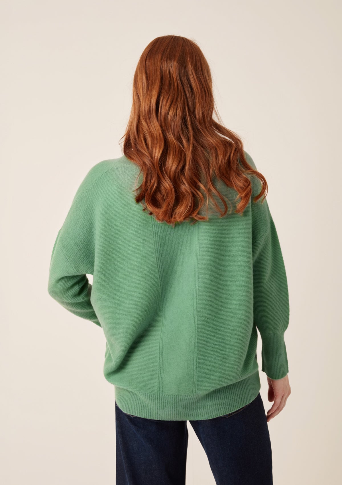 Relaxed Lofty V Neck Sweater in Chai Green