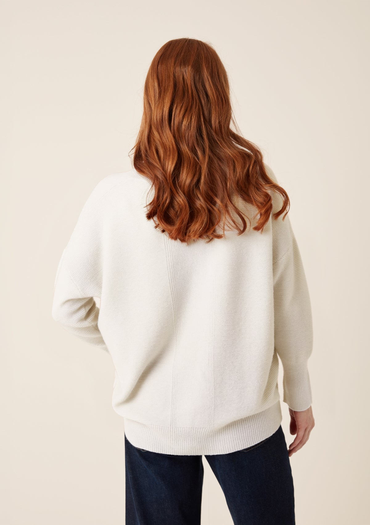 Relaxed Lofty V-Neck Sweater in Chalk White