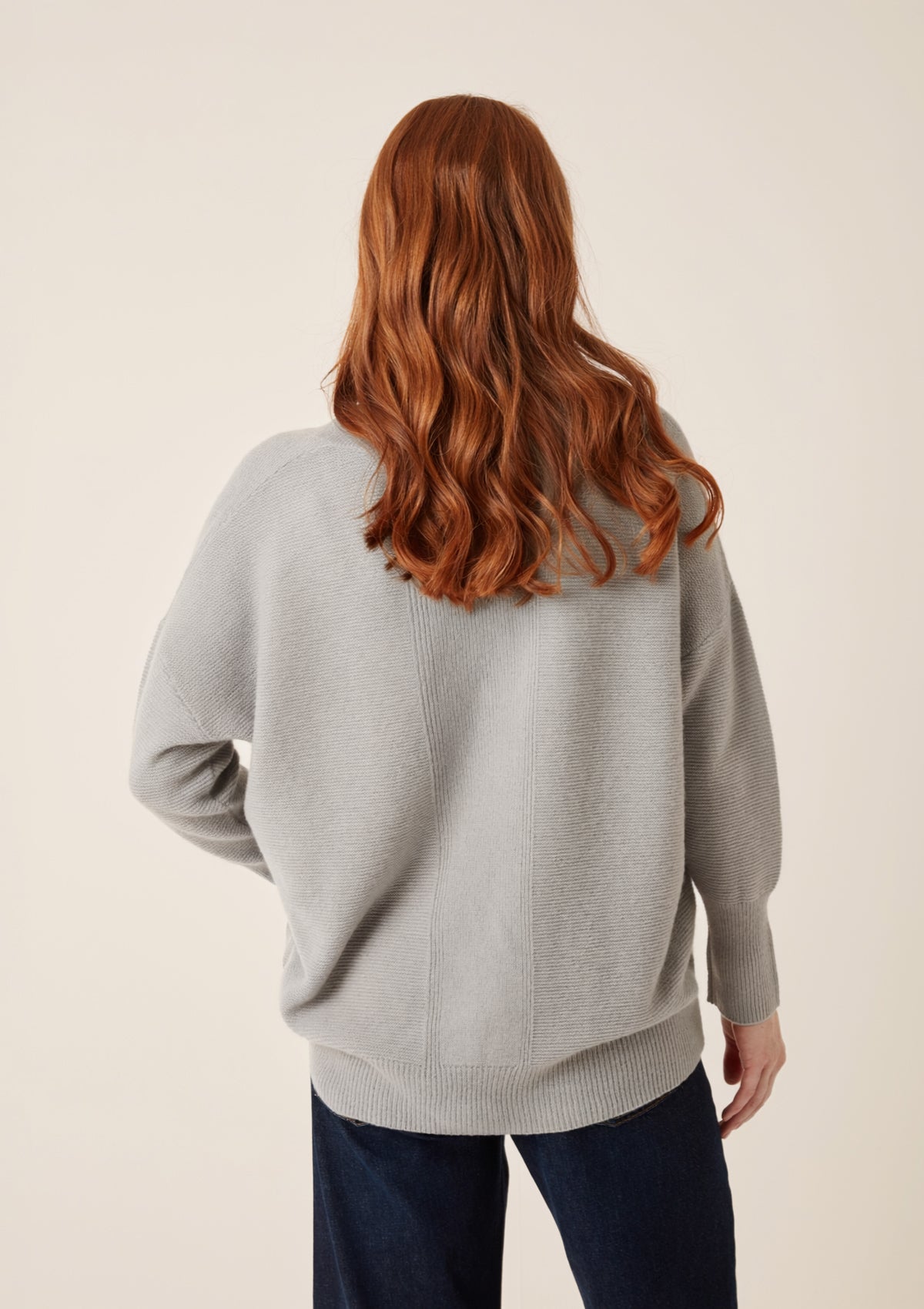 Relaxed Lofty V Neck Sweater in Foggy Grey