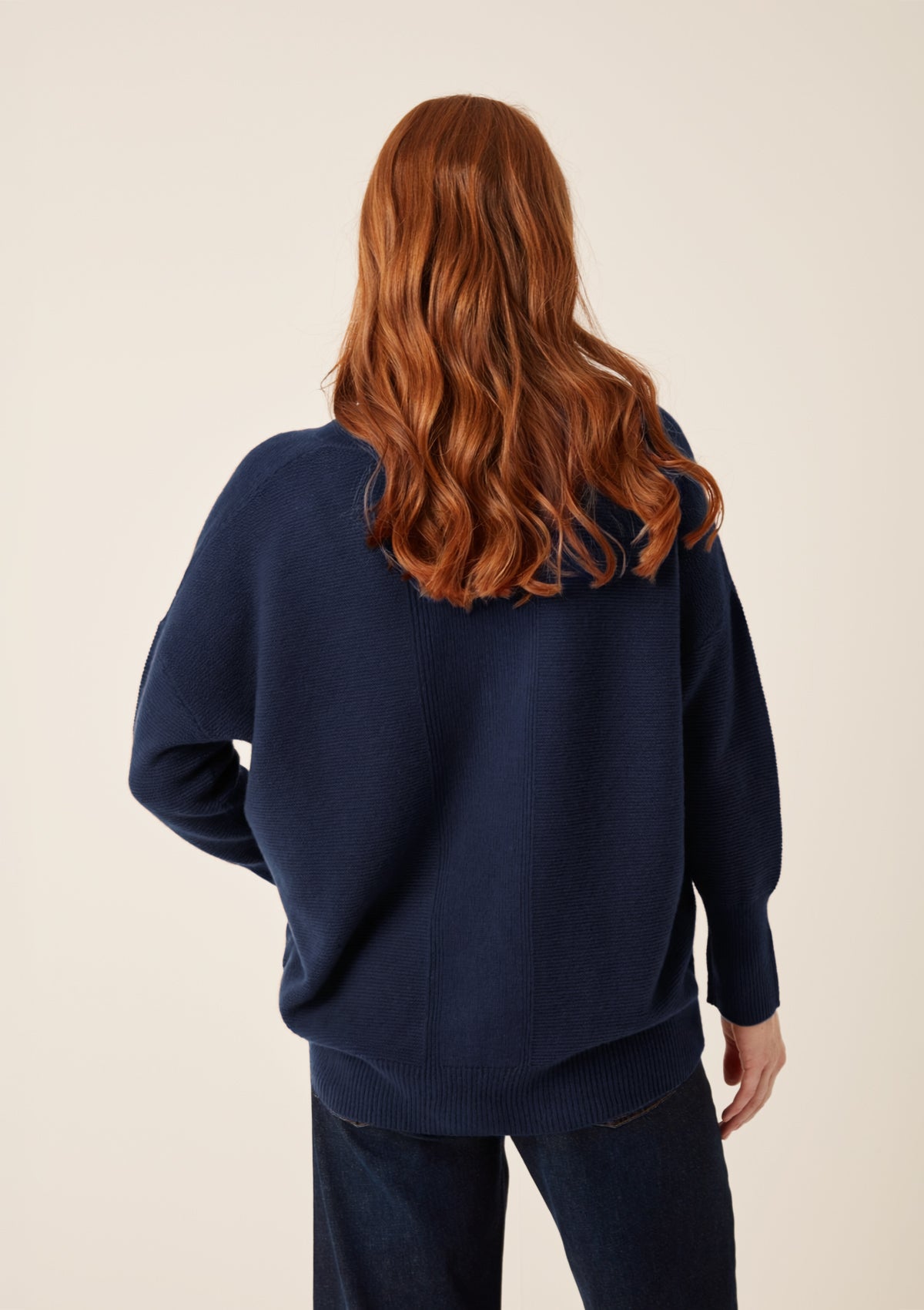 Relaxed Lofty V Neck Sweater in Midnight Blue