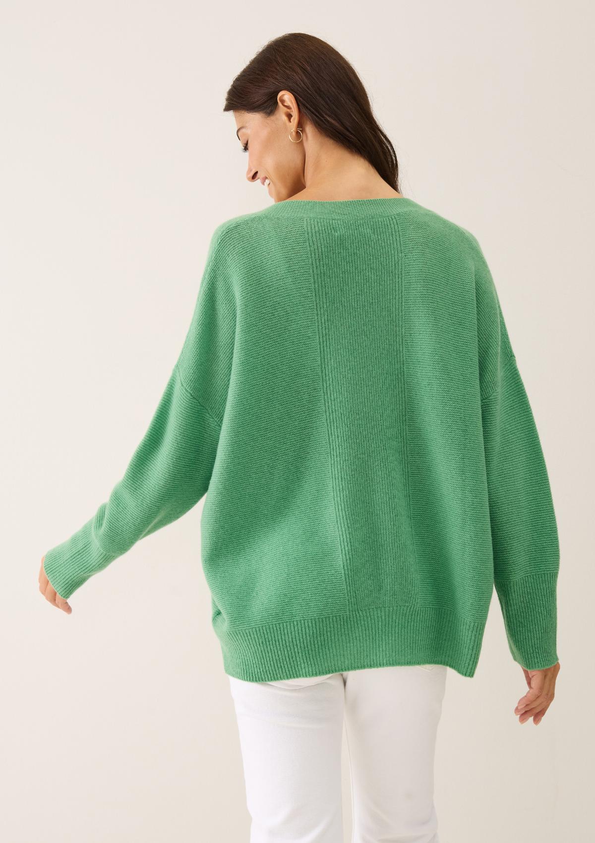 Relaxed Lofty V Neck Sweater in Chai Green