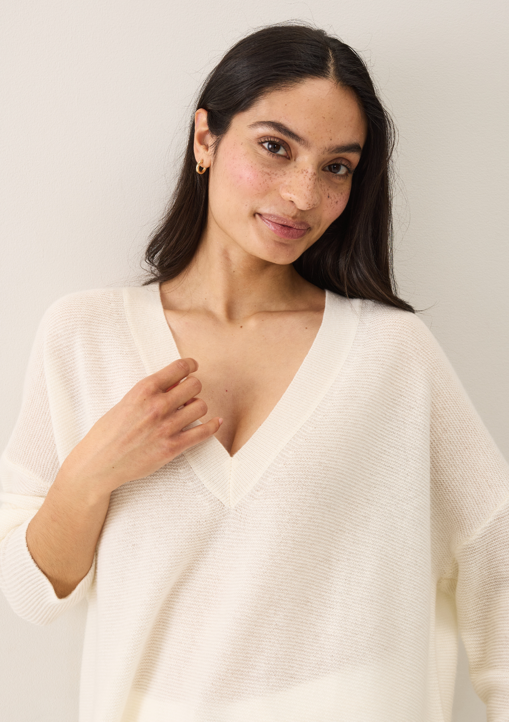 Relaxed Lofty V Neck Sweater