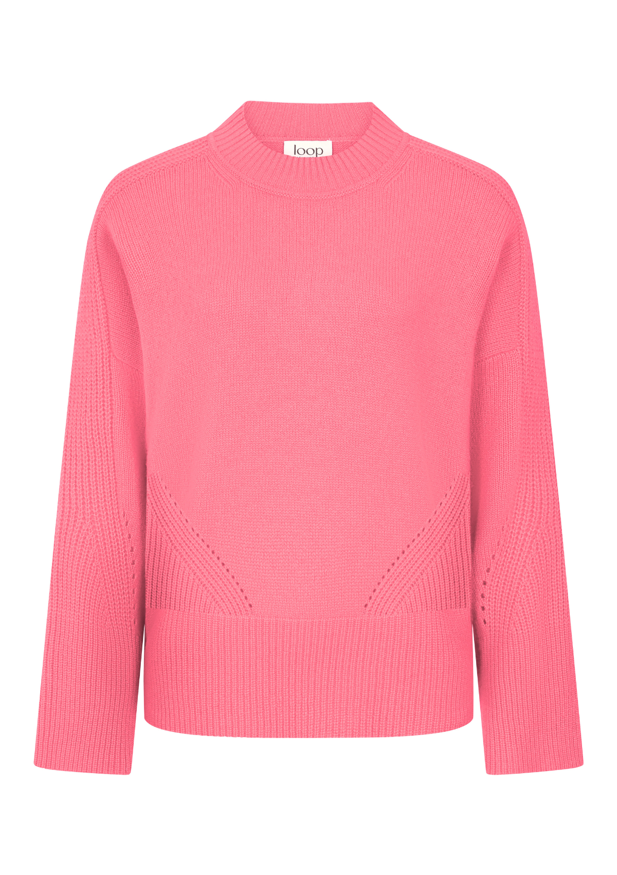 Ribbed Detail Lofty Crew Sweatshirt in Strawberry Pink