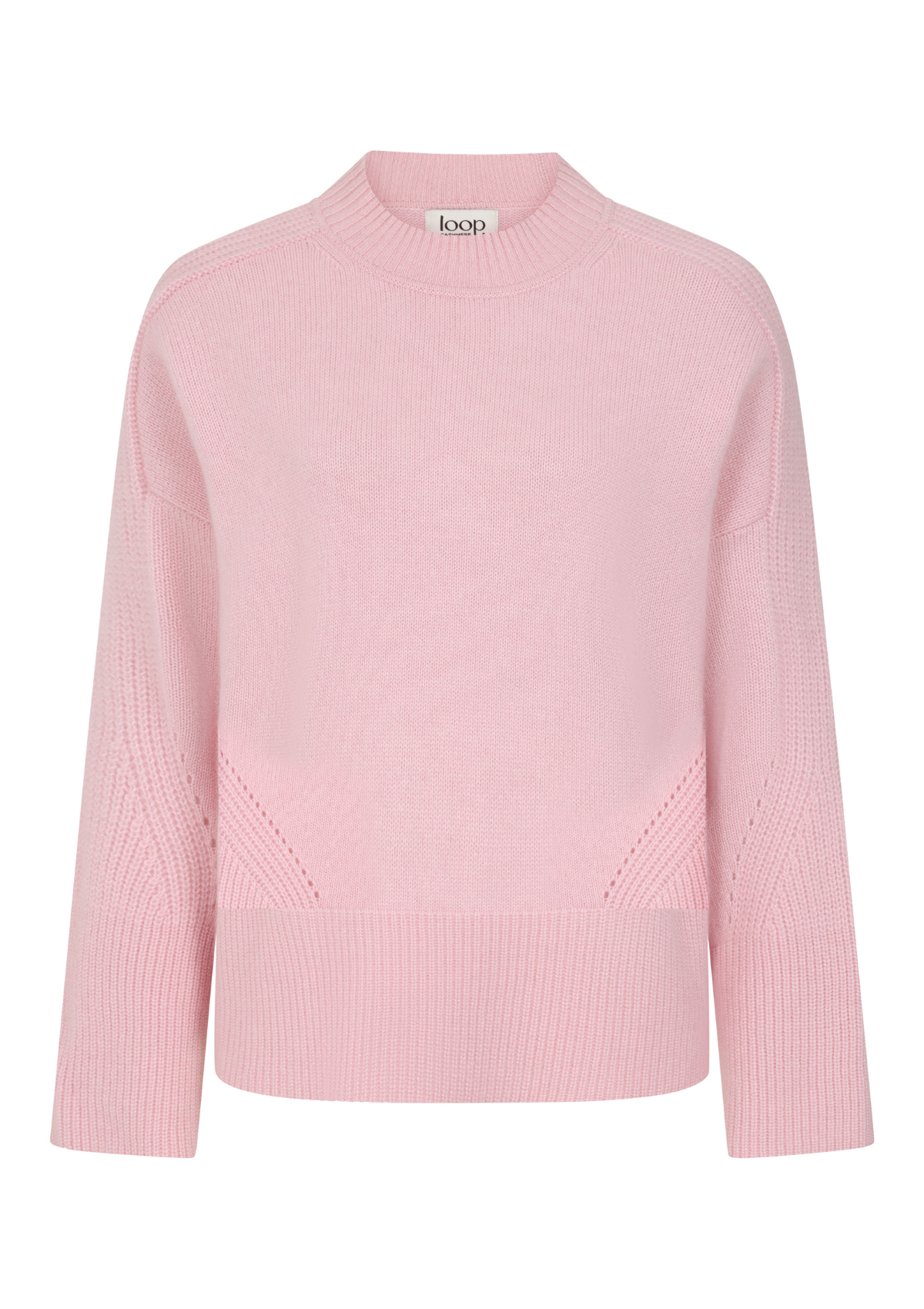Ribbed Detail Lofty Crew Sweatshirt in Pixie Pink