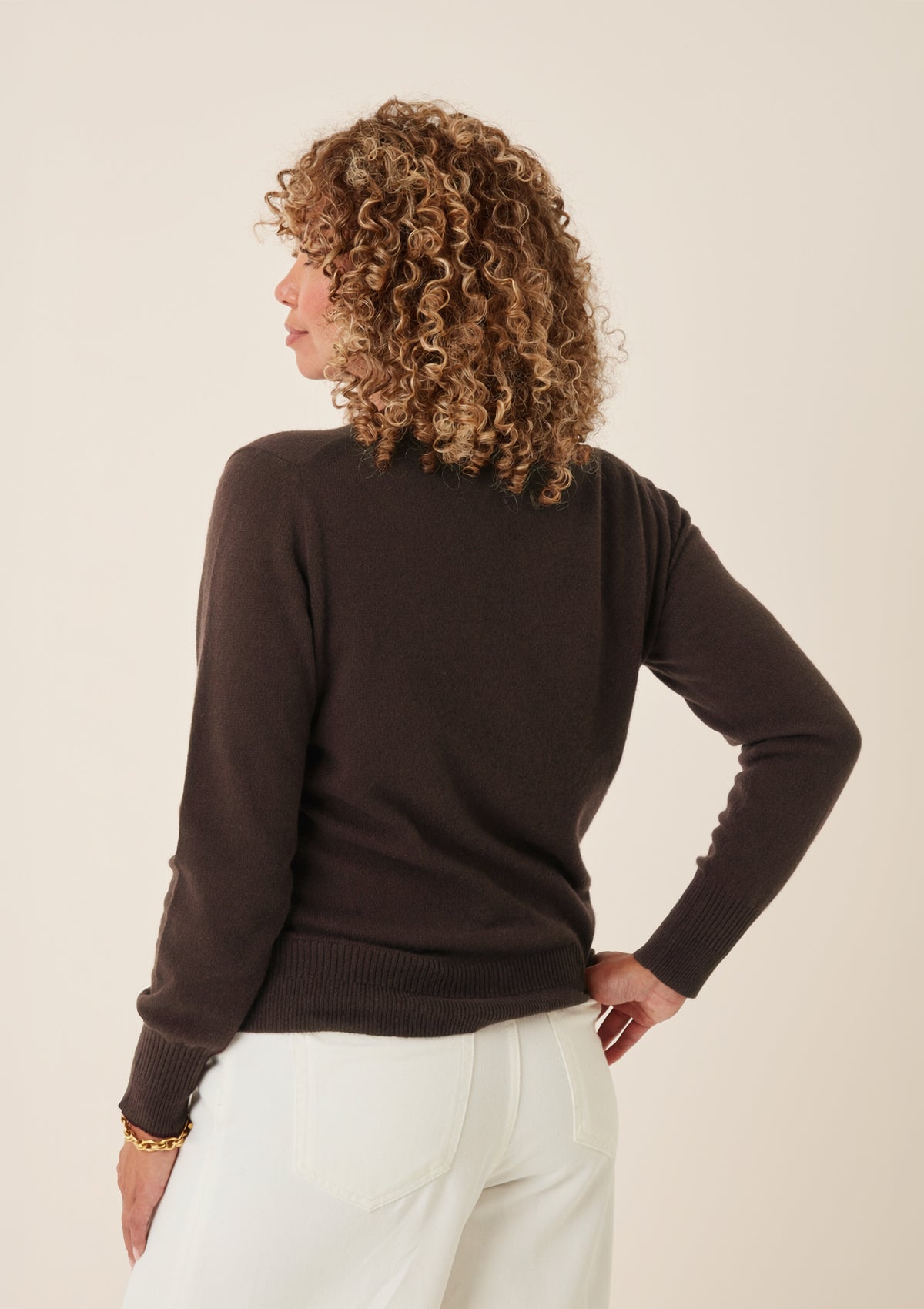 Cashmere Crew Neck Sweater in Americano Brown
