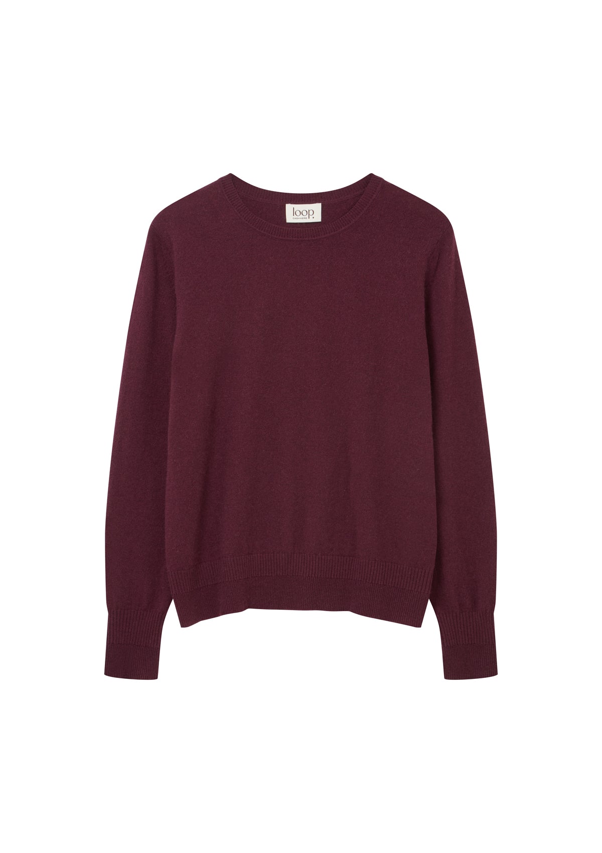 Cashmere Crew Neck Sweater in Bordeaux Burgundy