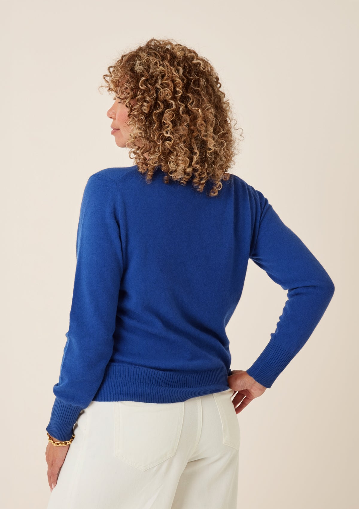 Cashmere Crew Neck Sweater in Lapis Blue