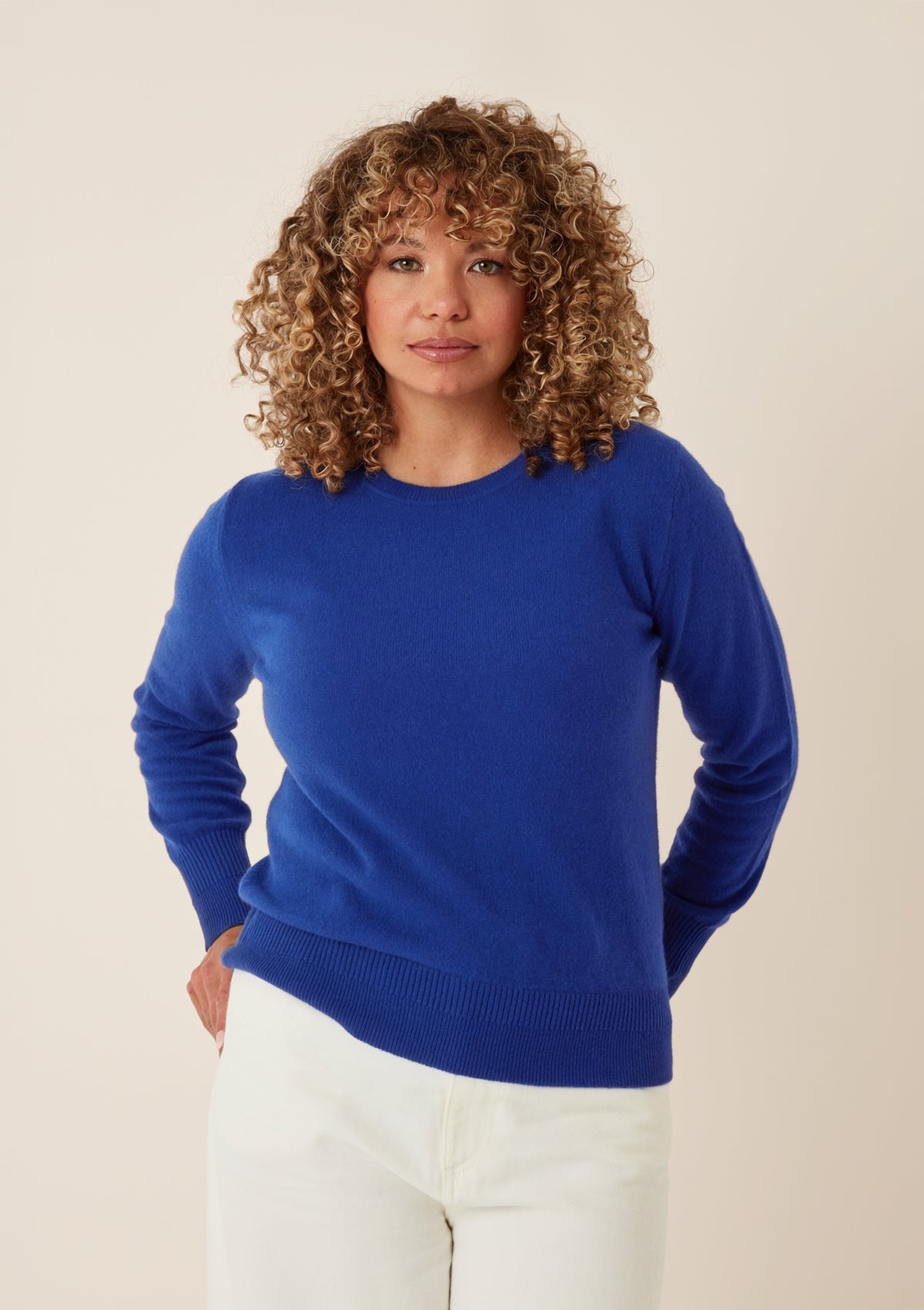 Cashmere Crew Neck Sweater in Lapis Blue