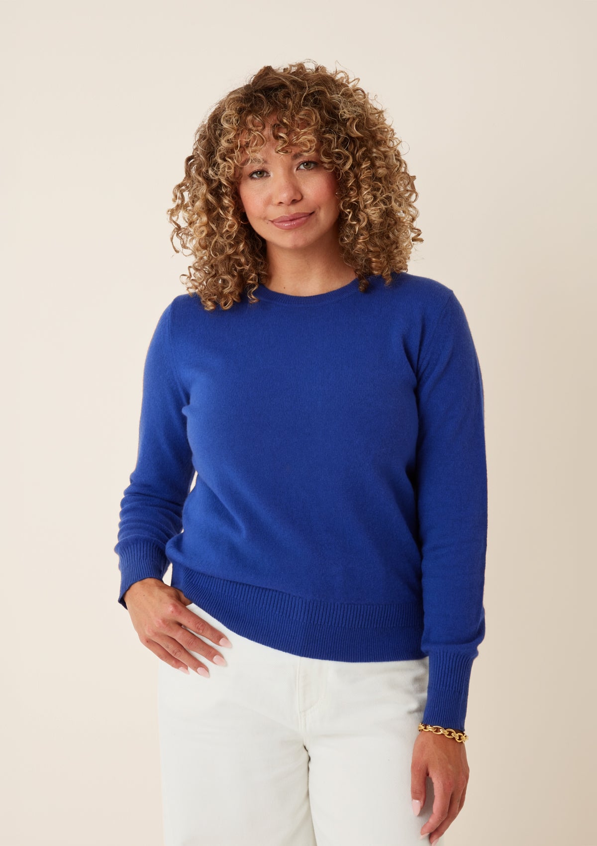 Cashmere Crew Neck Sweater in Lapis Blue